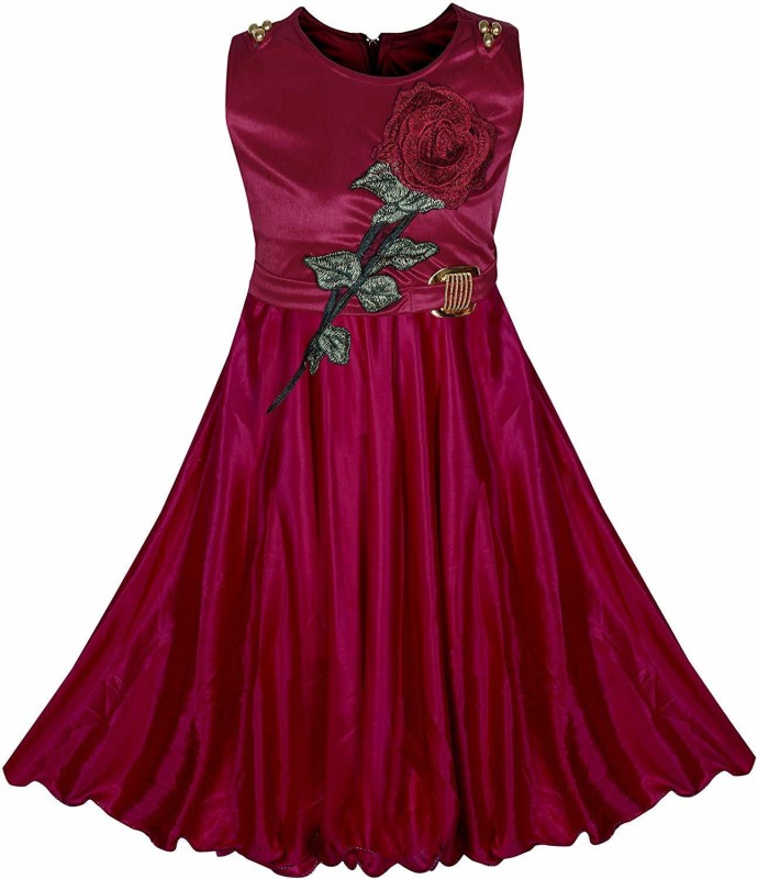 Secca Girls Maxi/Full Length Party Dress(Maroon, Sleeveless)