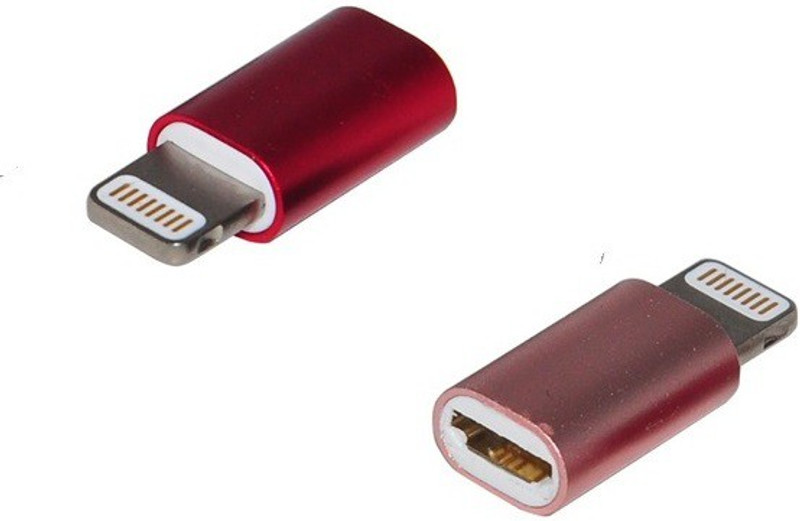 Tech-X Red 8-Pin to Micro Adapter Converter Pack of 2 Phone Converter(Yes)