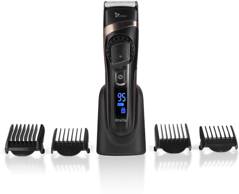 Syska HB 100 Ultra Clip Hair Clipper Trimmer 90 min  Runtime 20 Length Settings(Black)