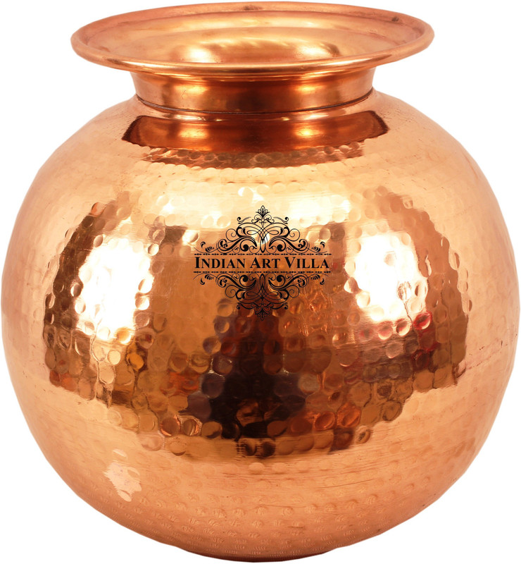 IndianArtVilla Copper Water Container Pot Dispenser IAV-CC-1-118-11 13.4 L Drum(Copper, Pack of 1)