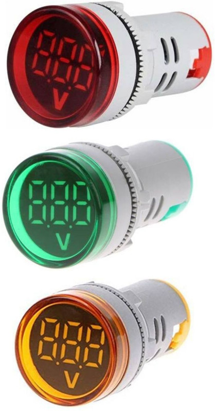 Mexico Pack of 2 Volt Meter 0002 LED Digital Display Gauge Volt Digital,Voltage Meter Indicator,Signal Lamp,Voltmeter Lights Tester Combo Measuring Range 60-500V AC, 22 mm Digital Voltage Tester