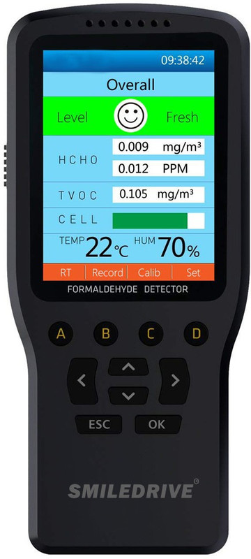 Smiledrive Air Quality Monitor Pollution Meter Detector HCHO PM2.5 PM1.0 PM10 TVOC Air Quality Monitor Pollution Meter Detector Pin-Type Digital Moisture Measurer(38 mm)