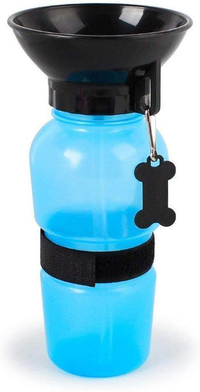 Lemish Cylinder shape with bowl Plastic Pet Bowl & Bottle(1 L Blue)