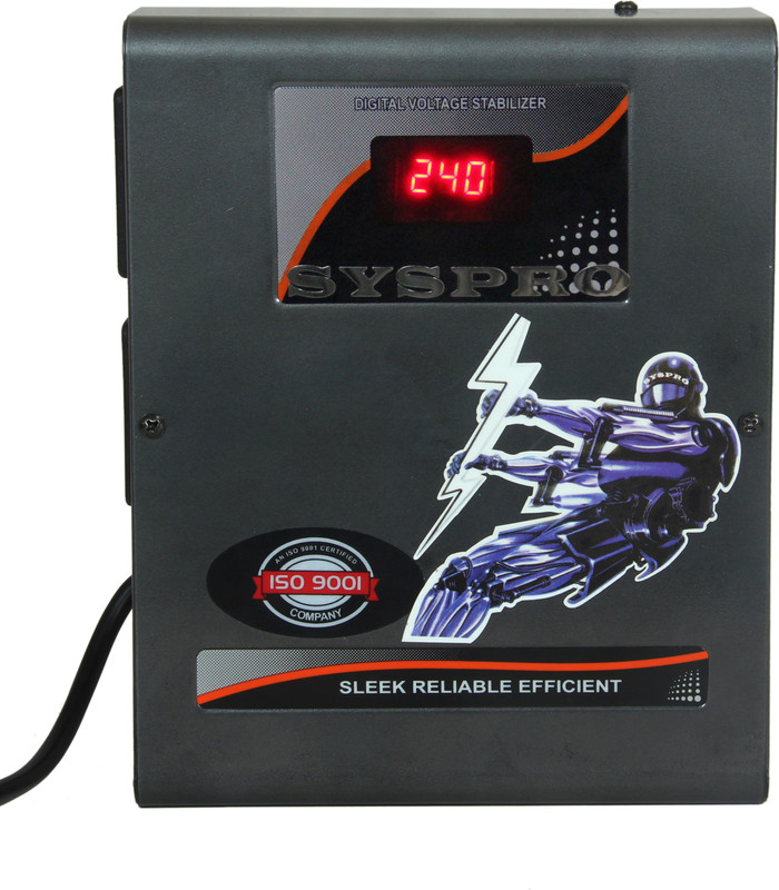 Syspro Major Stabilizer for LED TV Upto 100inch, with Home Theatre and DTH (Black) Voltage Stabilizer(Metallic Black)
