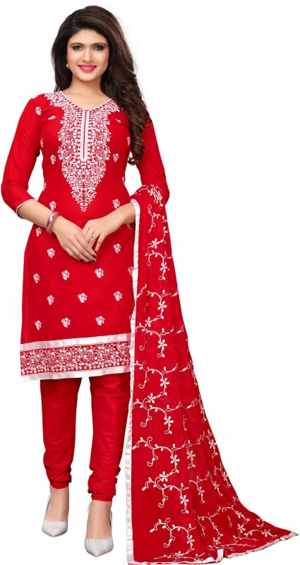 Leeza Store Cotton Embroidered Salwar Suit Material(Unstitched)