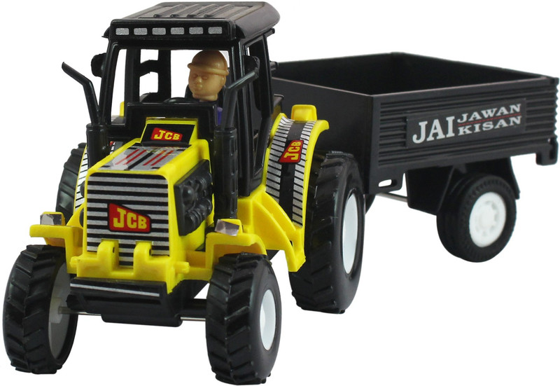Shinsei Tractor With Trolley | Opening Trolley Lock |Farm Tractor | No Remote Or Battery |Miniature Scaled Models(Yellow, Pack of: 1)