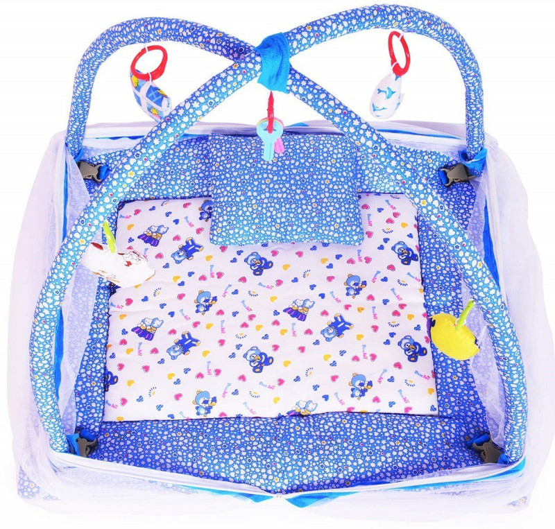Hanu Enterprises Newborn Play Activity Gym with Hanging Toys Sleeping Bed for New Born Babies Tent crib(Fabric, Sky Blue, Blue)