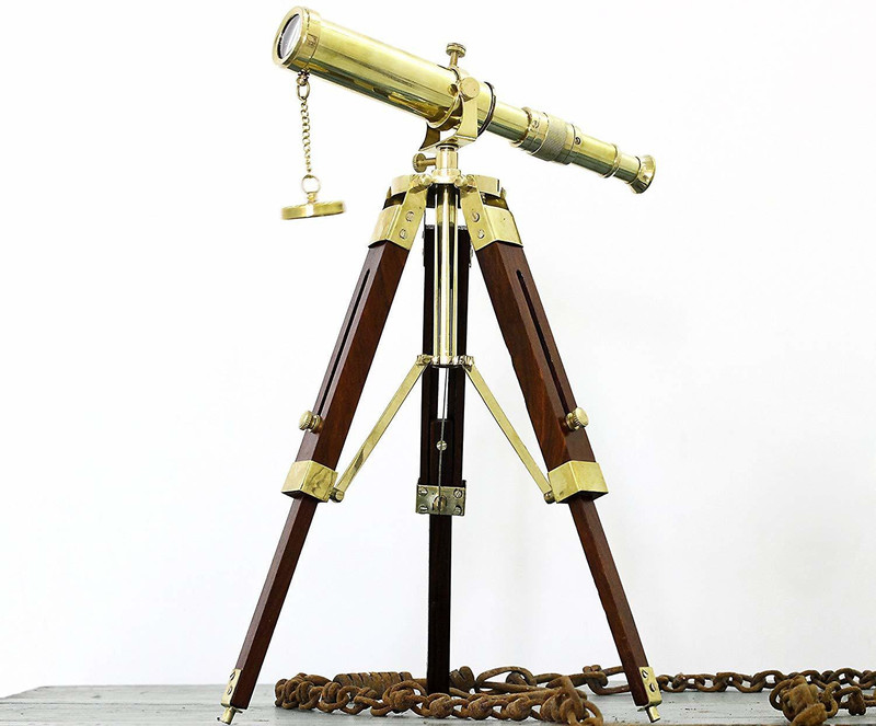 Collectibles Buy Shiny Brass Table Triopd Telescope Miniature Model Marine Art Collection(Multicolor)