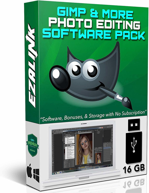 COMPATIBLE Photo Editing Software GIMP 2.10.2 PRO for Windows PC & MAC | RawTherapee RAW Editor, Inkscape Design, Image Converter, Effects {7 Programs on 16Gb USB}(5 Year)