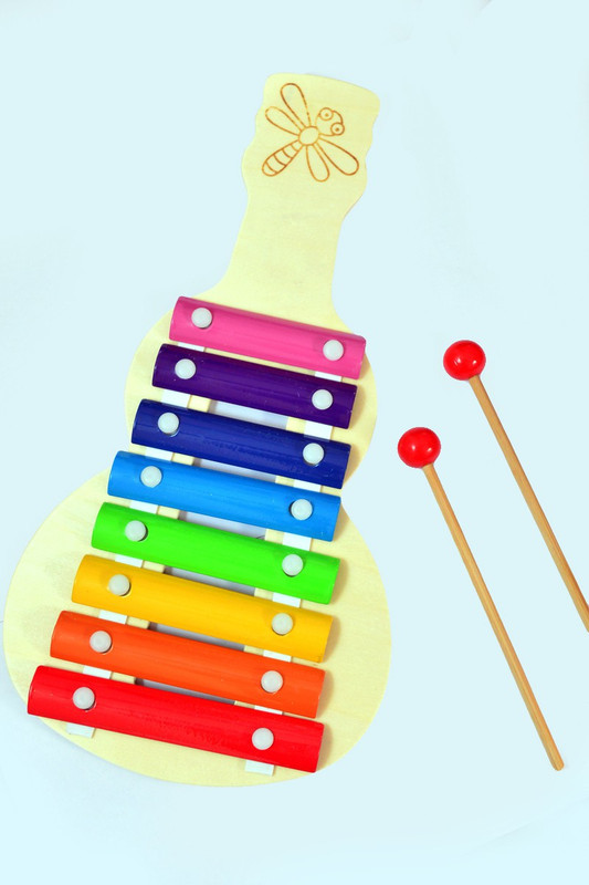 Mayflower Guitar Model Wooden Xylophone Musical Toy for Children with 8 Note (Big Size) - Pack of 2(Multicolor)