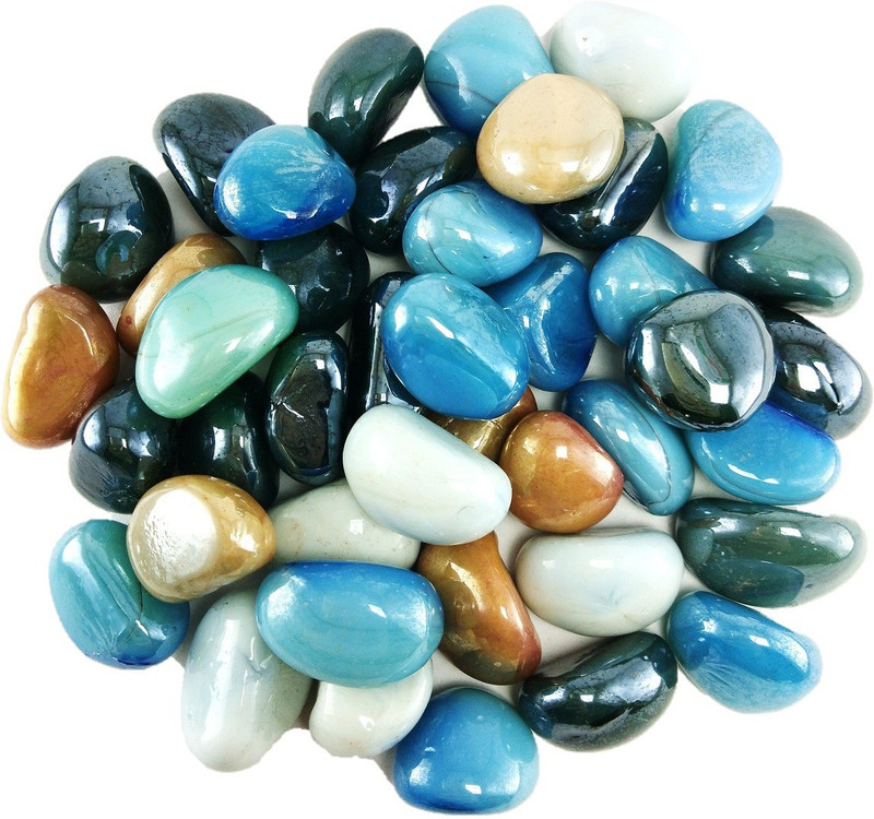 DS1 Kaju Shaped Milky Pebbles Glass Stone 400 gm Regular Asymmetrical Fire Glass Pebbles(Multicolor 400 g)