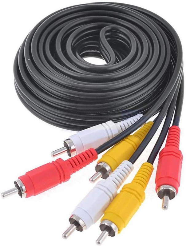 Etake TV-out Cable 3 Meter 3 RCA to 3 RCA Cable Audio Video DVD TV Composite AV Cable Cord(Multicolor, For TV)
