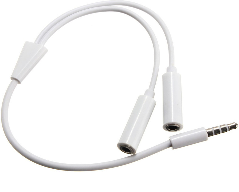 I-Birds Enterprises White 1 Male to 2 Female Gold Plated Stereo Headphone Earphone Jack 0.15 m Headphone Splitter Phone Converter(Android, iOS)