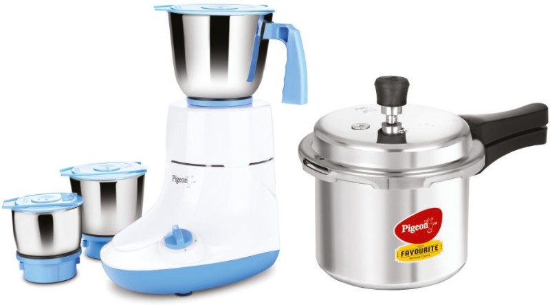 Pigeon Glory 550 W Mixer Grinder (Multicolor, 3 Jars) with IB 3 Ltr Pressure Cooker 2020 Special Combo