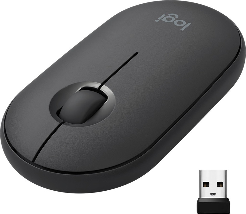 Logitech Pebble M350 / Silent Buttons, Bluetooth or USB (Multi-Device Connectivity) Wireless Ambidextrous Optical Mouse(Grey)