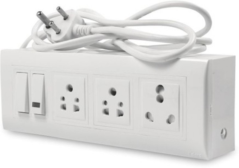 KOLORS Add on Power Extension Box 3 Socket Extension Boards(White) .