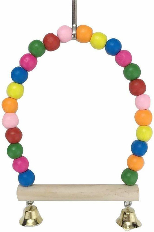 Sage Square Wood Bead Hanging Hammock Swing Toy Cage Wooden Perch For Bird