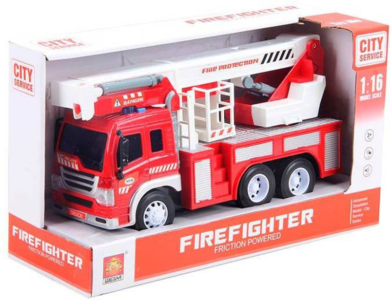 ODDEVEN 1:16 Fire Fighting Rescue Truck Ladder Inertial Car Sound Light(Multicolor, Pack of: 1)