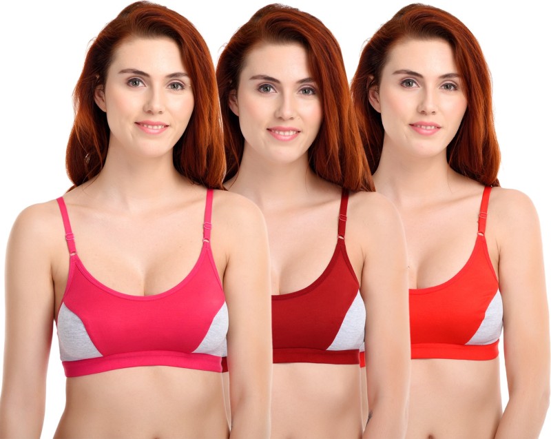 FnS Women Sports Non Padded Bra(Pink, Maroon, Red)
