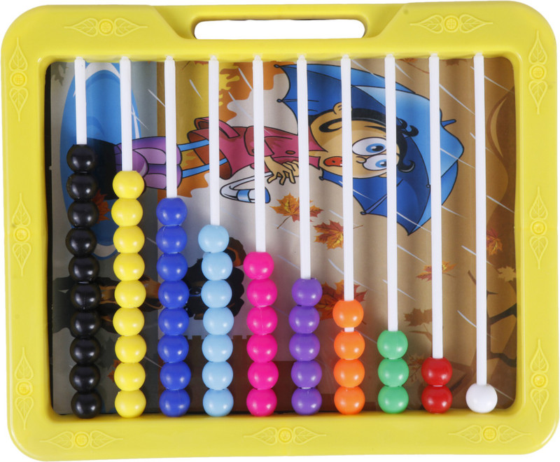 Ratnas 2 In 1 Counting Slate with Beads & Black Board on the Back Red(Multicolor)
