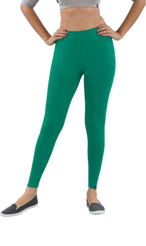 Twin Birds Ankle Length Legging(Green, Solid)