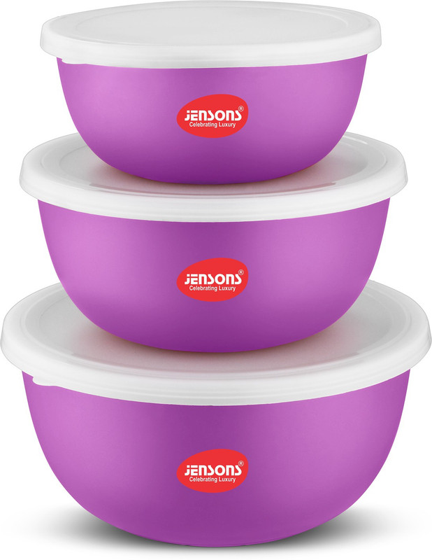 Jensons Steel Grocery Container - 600 ml, 800 ml, 1300 ml(Pack of 3, Beige)