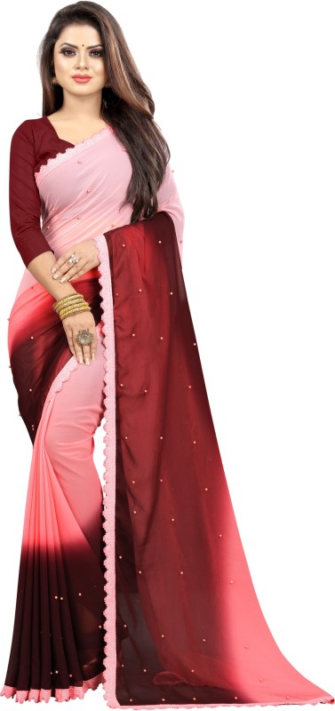 fashion Day Self Design Bollywood Georgette Saree(Purple, Pink)