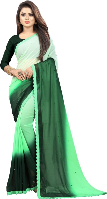 fashion Day Self Design Bollywood Georgette Saree(Dark Green)