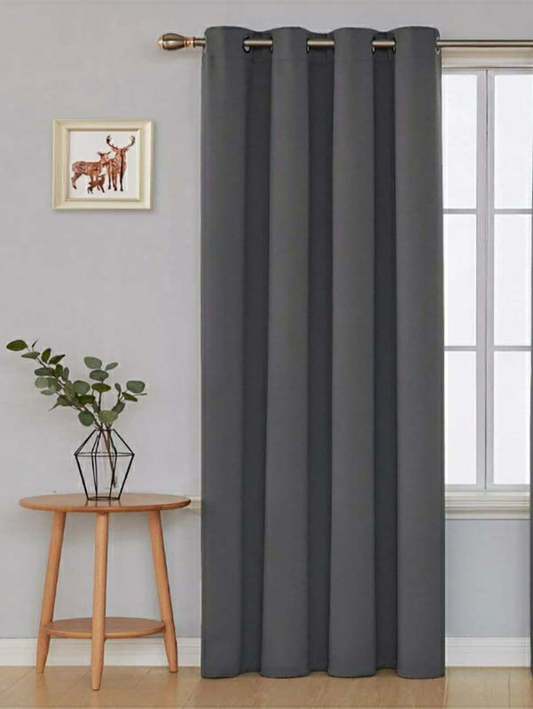 COMFY HOME 243.8 cm (8 ft) Long Door Silk Semi Transparent Curtain Single Curtain(Grey, Solid)