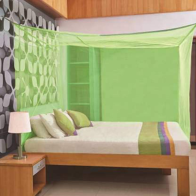 Iblay Green Rectangular Fine Mesh HDPE - High Density Poly Ethylene Mosquito Net, 7x7 Insect Protection Repellent, Perfect for Indoors and Outdoors HDPE - High Density Poly Ethylene Washable Kids Mosquito Net(Green, Bed Box)