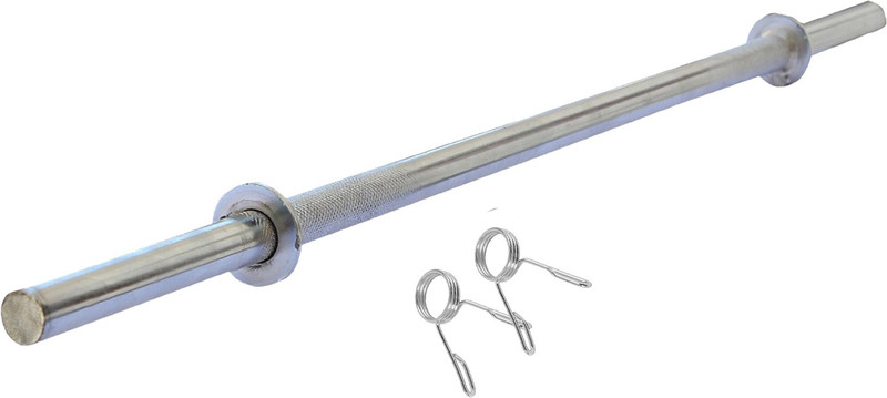 L'AVENIR Gym & Fitness PREMIUM HEAVY DUTY Weight Lifting 3ft. STRAIGHT ROD with LOCKS Weight Lifting Bar(Silver)