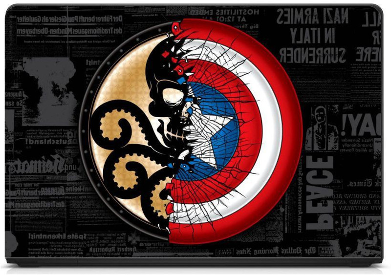 Techfit Premium Quality Coated, Washable, Laptop Skin/Sticker/Vinyl/Cover for 13, 14.1, 15.1, 15.6 inches (Hydra Logo Captain of America) Stretched Vinyl Laptop Skin Compatible for 15.6 inch(Theme: Superheroes)