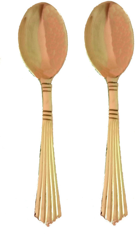 M&V CRAFT PURE BRASS SPOON SETOF TWO SPOONS Brass Dessert Spoon Set(Pack of 2)
