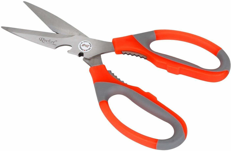 JacGifts Multi Purpose Kitchen Scissor With Bottle Opener Walnut Cracker Wire Cutter Stainless Steel All-Purpose Scissor(Multicolor, Pack of 1)