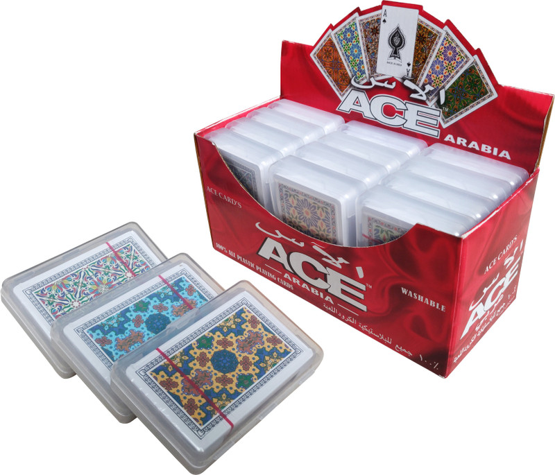 The Ace Card company Pack of 3 Pure Plastic Playing Card Decks Washable(Multicolor)
