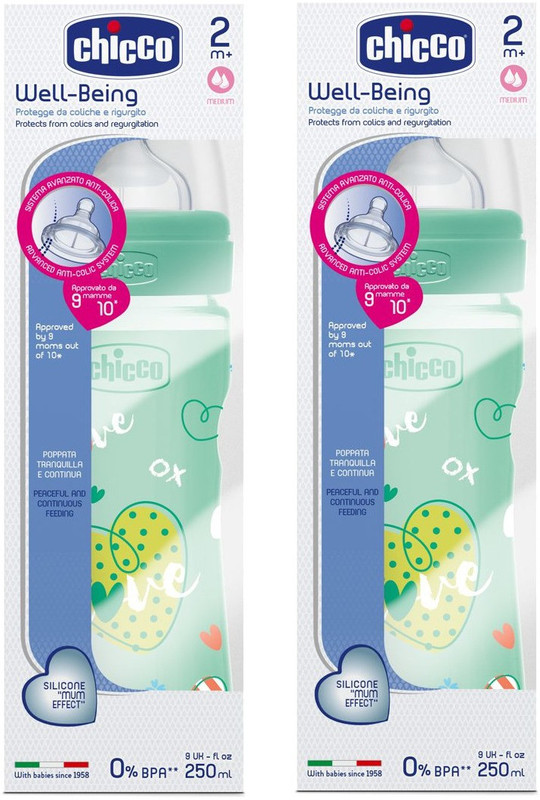 Chicco Feeding Bottle - 250 ml(Green)