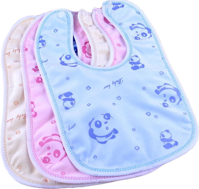 BRANDONN Double Layered Waterproof Colorful Preinted Baby Bibs(baby pink , skyblue , Yellow)