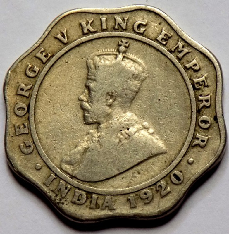 Hariom 1920 # 4 ANNA GEORGE V COIN - INDIA Medieval, Medieval Coin Collection(1 Coins)