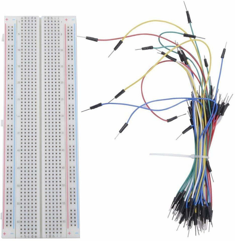 Electrobot MB-102 Breadboard 830 tie point PCB Board Solderless Protoboard kit for Arduino with 65pcs M/M Flexible Breadboard Jumper Wires Interconnect Electronic Hobby Kit