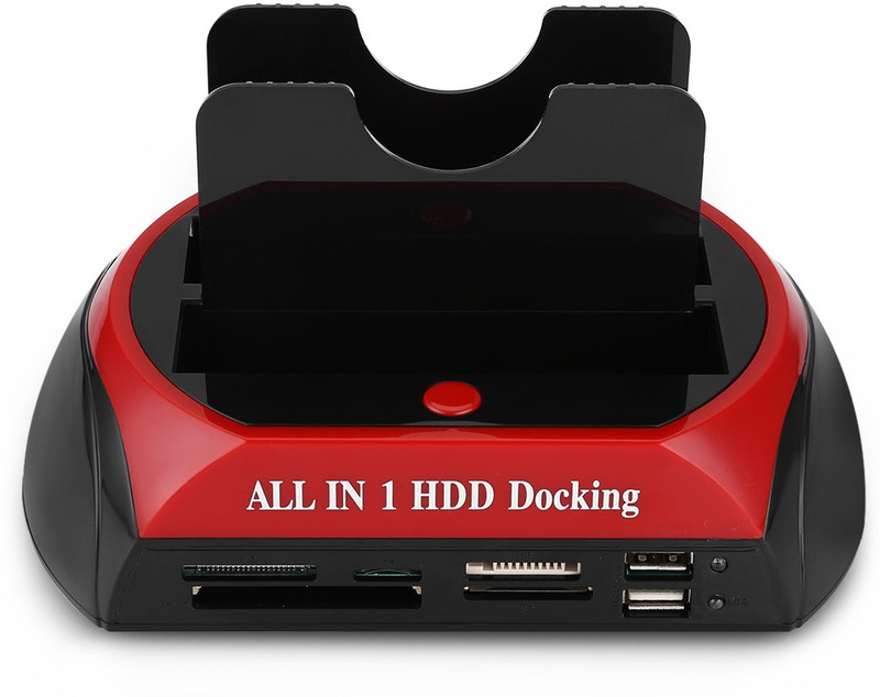 microware All in One HDD Docking Station with Multi Card Reader Slot for HDD Enclosure 2.5/3.5 inch SATA/IDE Hard Drive Docking Station 3.5 inch Docking Station(For All 2.5'' & 3.5" Sata Ide Hard Disk, Red, Black)