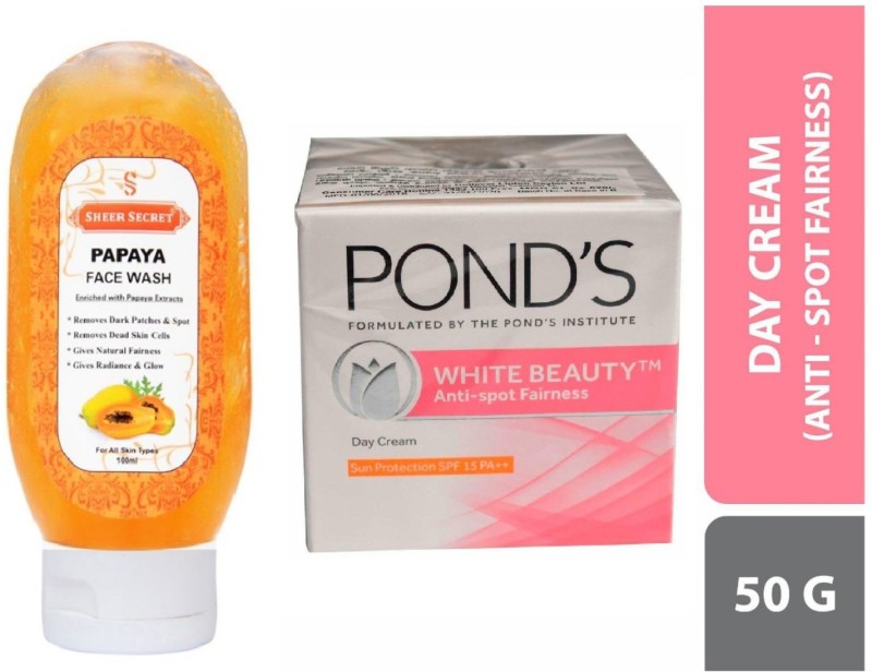 Sheer Secret Papaya Face Wash 100ml and Pond's White Beauty Sun Protection...