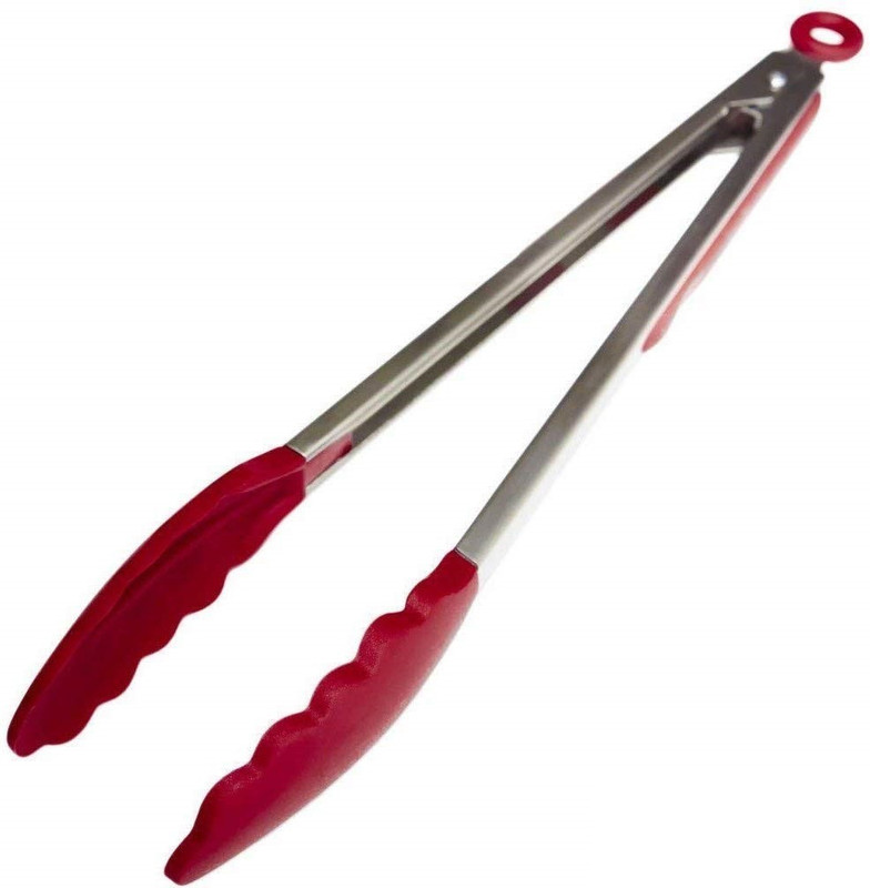 Femora FMSLCFDTG Premium Silicone Food Tongs with Grip Handle (9 inches), Red 26 cm Ice Beaker Tong(Pack of 1)