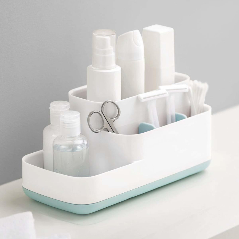 DEUSON ECOM Bathroom Storage Organizer, 5 Compartment Toothbrush Holders Caddy Cosmetics Toiletry Toothbrush Holder Stand for Wash Basin Shaving kit Toiletry Stand and Office Table Accessories Holder Plastic Toothbrush Holder(White)