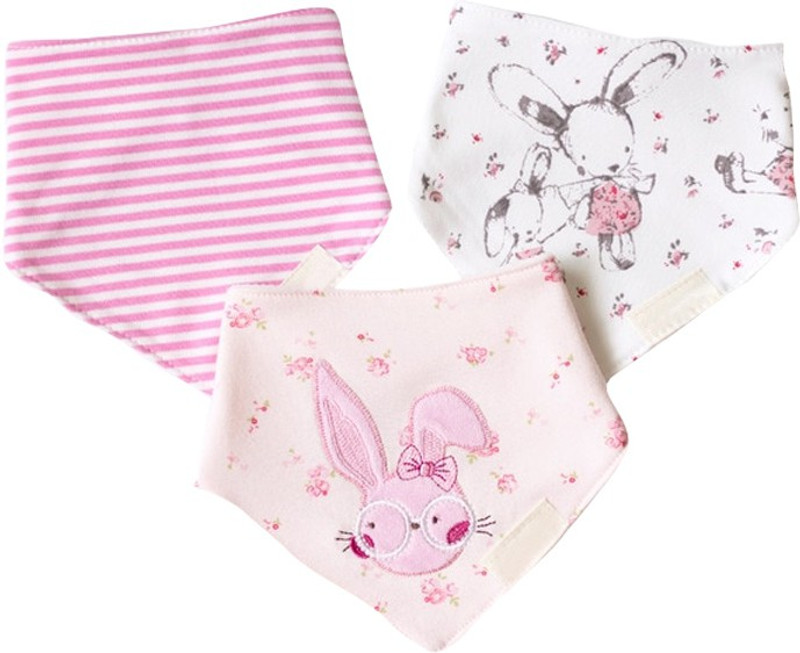Nema Triangle Shape Baby Feeding Bibs- Pink Bunny(Pink)