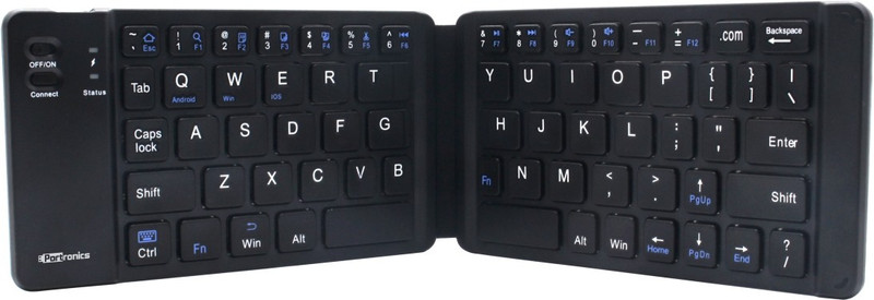 Portronics POR-973 Chicklet Foldable QWERTY Keyboard, Mini Pocket Sized, Rechargeable Wireless Handheld Multi-device Keyboard Compatible with Desktop, Laptop, Tablet, iPad, Mac One Touch Connect Button, for iOS, Android and Windows Tabs, Smartphones(Black)
