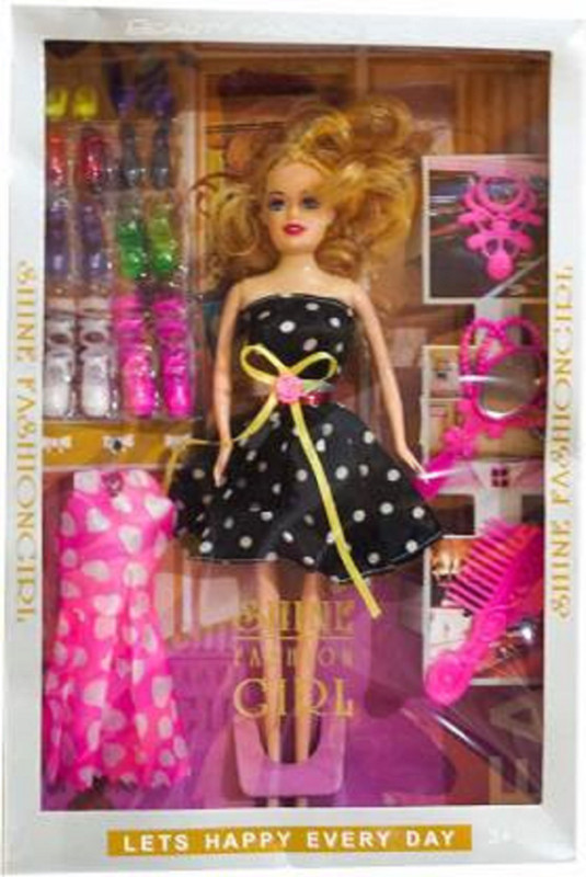 NV COLLECTION Doll set with Makeup/Dresses/Shoe/Sandals and accessories for kids(Red)