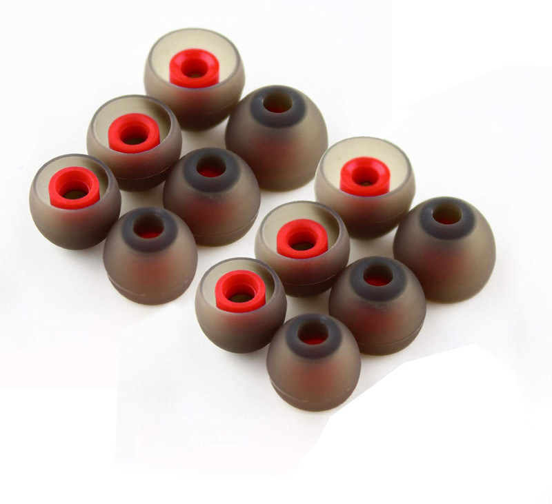 Everything4u 12 pcs Red, Grey Double Color Silicon Earbuds, Eartips In The Ear Headphone Cushion(Pack of 12, Red, Black)