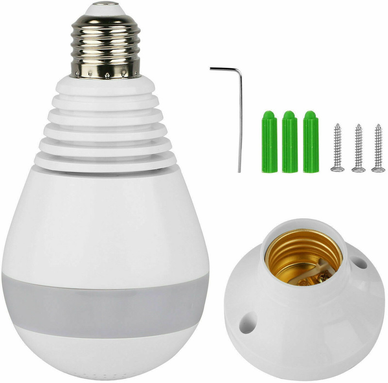 IC PLUS 6 360 Degree Panoramic Light Bulb WiFi Wireless Remote Viewing Spy Camera Remote SmartPhone Monitoring System with Night Vision and Motion Detection Security Camera (No GB, 1 Channel) Sports and Action Camera(White, 2 MP)