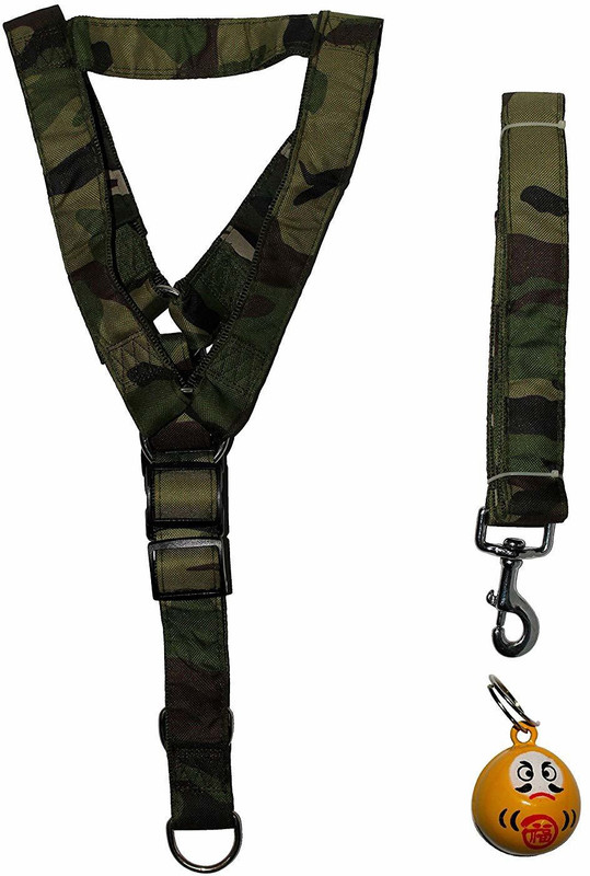 Jainsons Pet Products Jainsons Soft Padded Nylon Body Set Leash and Harness 1inch with Bell (Military) 60 cm Dog Strap Leash(Grey)