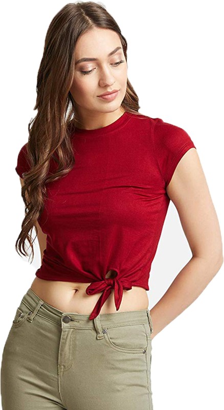 DollarTree Casual Cap Sleeve Solid Women Red Top